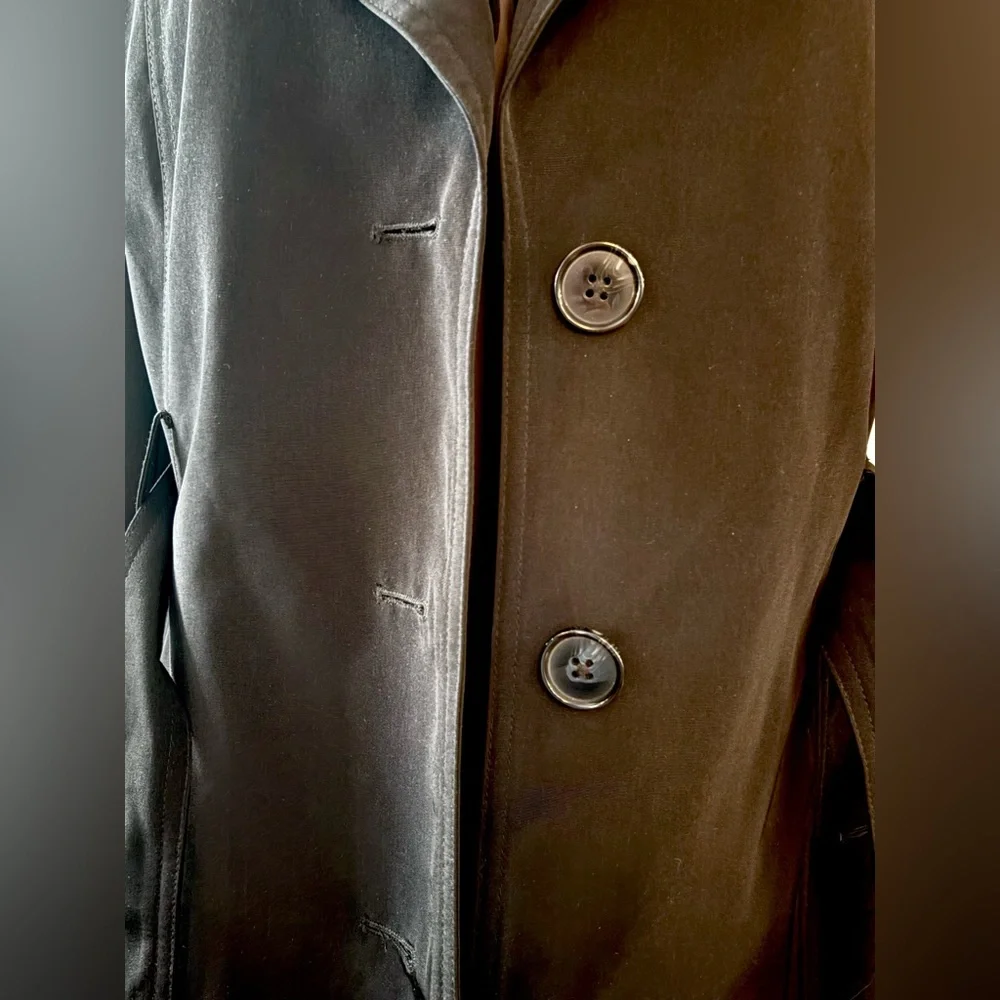 London Fog Black Double-Breasted Trench with Waist Tie